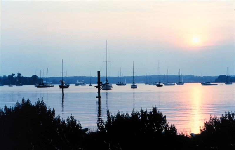 Sun setting over the St. Mary's River after the 1999 Governor's Cup sailboatrace (NOAA)
