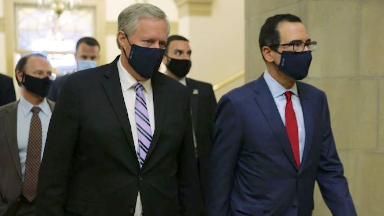 Mark Meadows (left) and Steven Mnuchin represent the White House in the talks. (Getty Images)