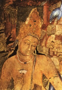 Bodhisattva Padmapani in the Ajanta caves in Maharashtra’s Aurangabad district. (WikiCommons)