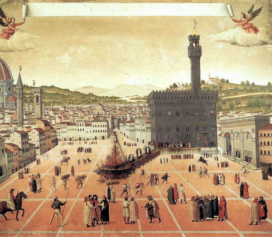 Girolamo Savonarola being burnt at the stake in 1498.