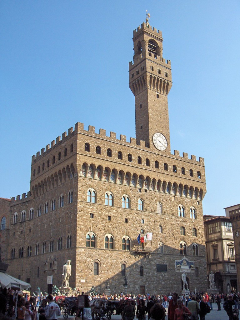 The Palazzo della Signoria, better known as the Palazzo Vecchio (English- The Old Palace, WikiCommons).