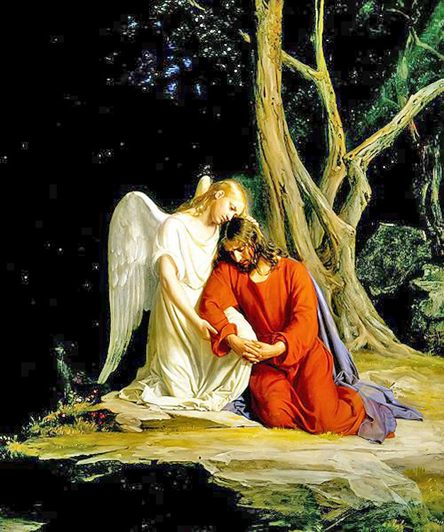 An Angel Comforts Jesus During the Agony in The Garden of Gethsemane