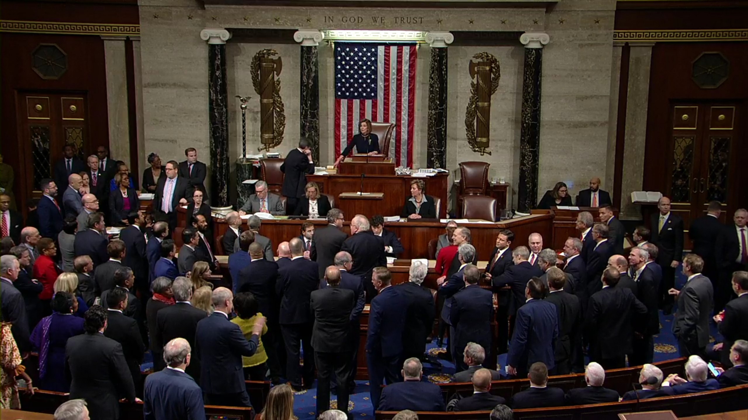 Members of House of Representatives vote on two articles of impeachment (Image WikiCommons, H. Res. 755)