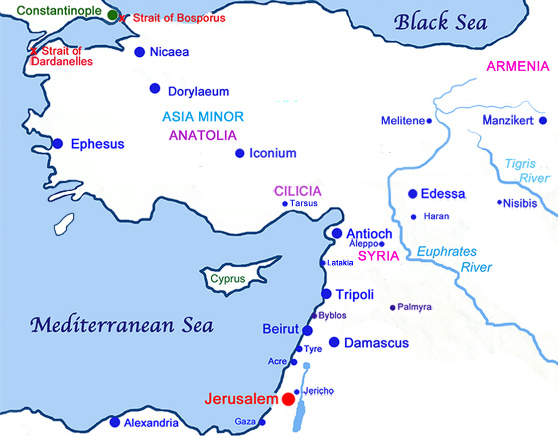 Map of Constantinople to the Holy Land
