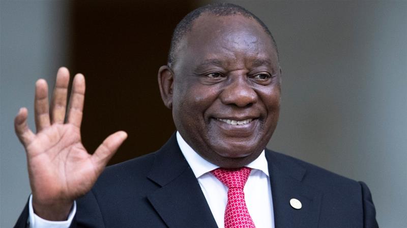 South Africa's President, Cyril Ramaphosa, greets the media prior to the BRICS summit in Brasilia, Brazil on November 14, 2019 (Image by Pavel Golovkin/Reuters)