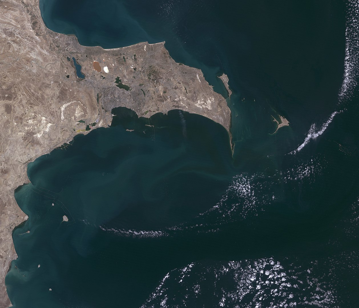 Absheron Peninsular satellite image, Landsat 5, 6 September 2010