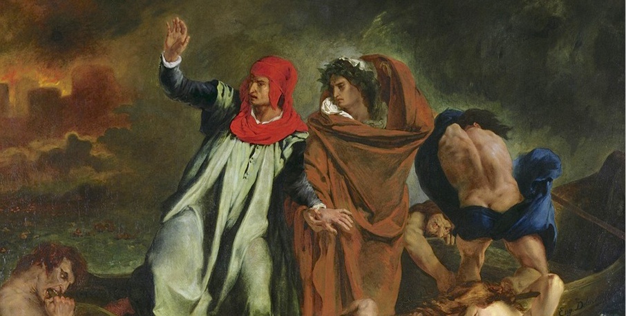Dante (1265-1321) and Virgil (70-19 BC) in the Underworld. (1822 Wall Art by Eugene Delacroix)