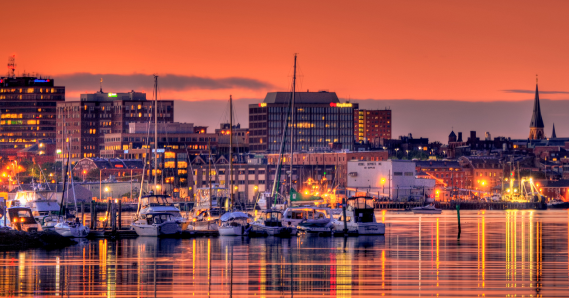 Portland Maine Waterfront at sunset