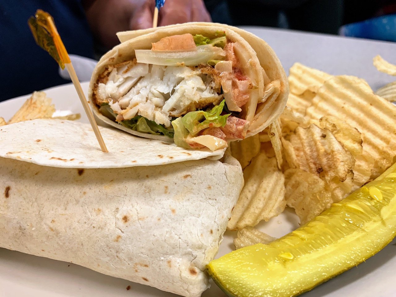 A Seafood Wrap at Becky's Diner on Hudson's Wharf