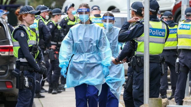 Authorities have launched a massive response to the virus outbreak in Melbourne (Getty Images)