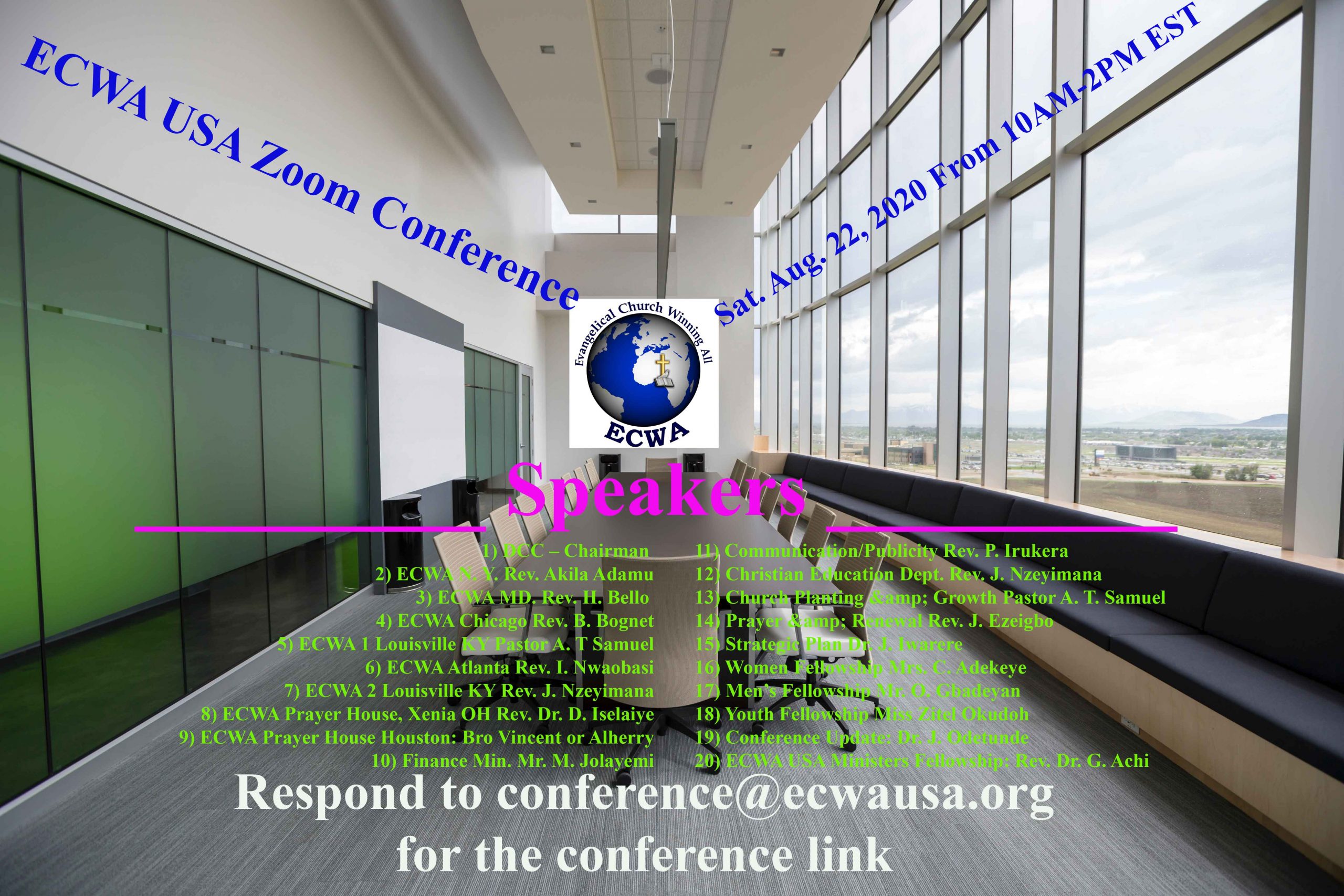 ECWA USA Zoom Conference: Sat. Aug. 22, 2020 From 10am-2pm EST