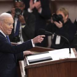 President Biden prepares to deliver his State of the Union address to a joint session of Congress. (Win McNamee - Associated Press)