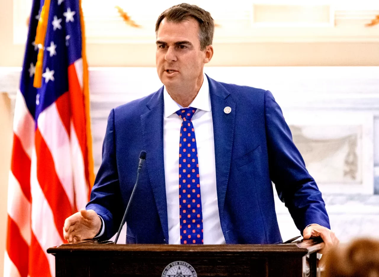 Gov. Kevin Stitt speaks at a press conference at the state Capitol on Sept. 24. Stitt signed a bill into law this week that restricts access to public-school bathrooms and locker rooms to a person's birth sex.