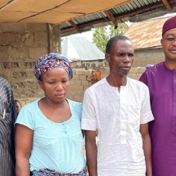 Visit to Deborah's parents by ECWA Vice President and the General Secretary (From Left to right; ECWA Vice President, Rev. Stephen Sunday Ajise; Doborah's mom and dad; and General Secretary, Rev. Yunusa Sabo Nmadu Jnr)