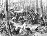 Revival meeting on a Southern plantation, illustration from Harper's Weekly, 1872