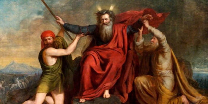 Moses with His Arms Supported by Aaron and Hur by Brigstocke, Thomas, 1809-1881