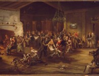 The Christmas Party by American artist Robert David Wilkie, c. 1850