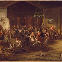 The Christmas Party by American artist Robert David Wilkie, c. 1850