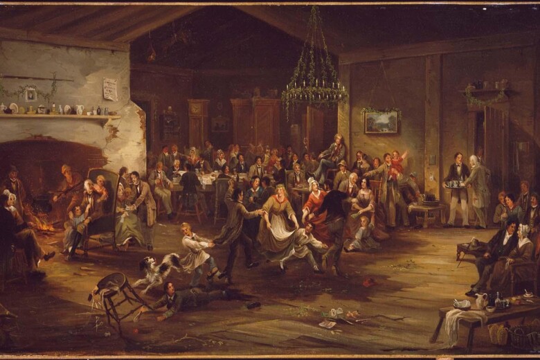 The Christmas Party by American artist Robert David Wilkie, c. 1850